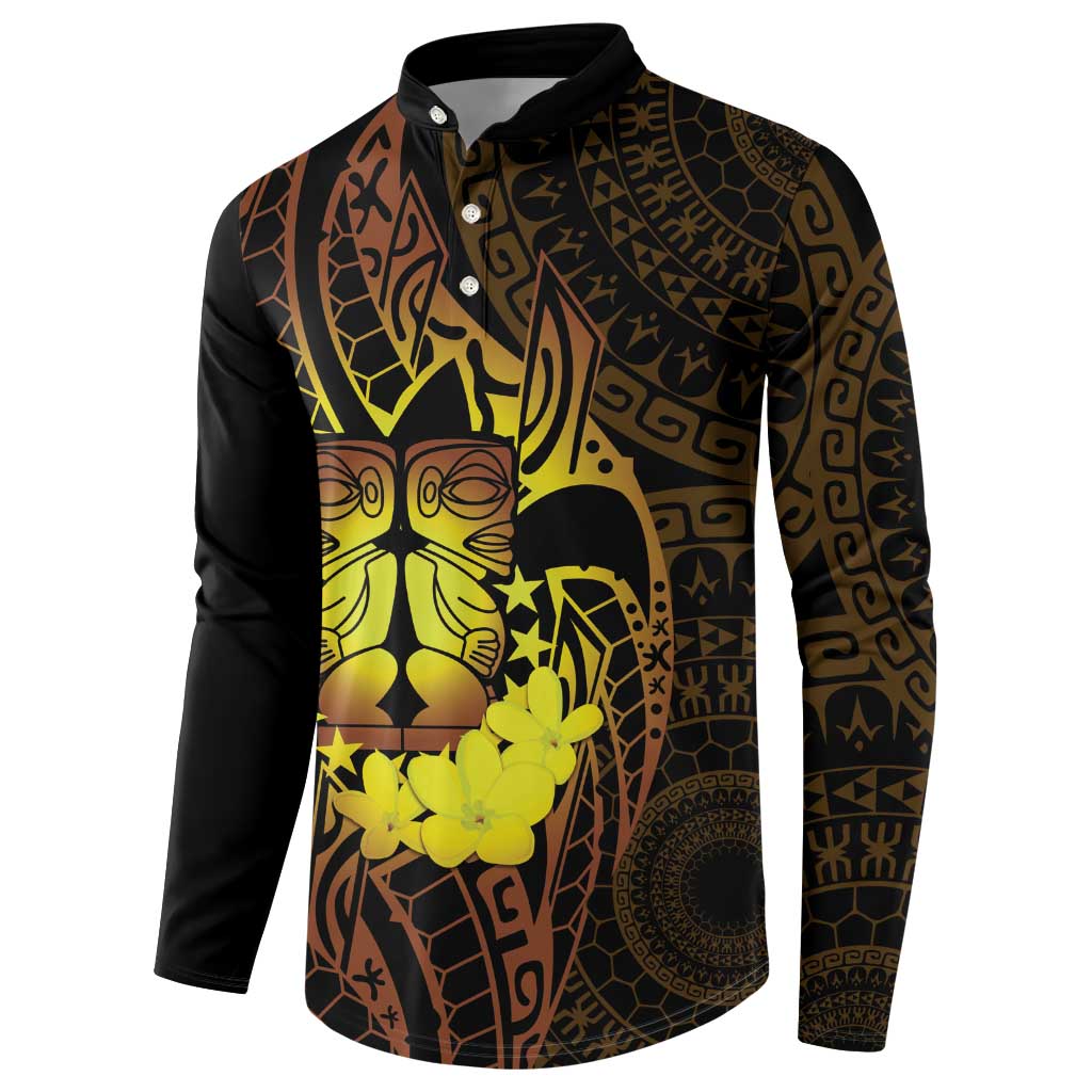 Kia Orana Kuki Airani Button Sweatshirt Cook Islands Tangaroa God Tatau Gold