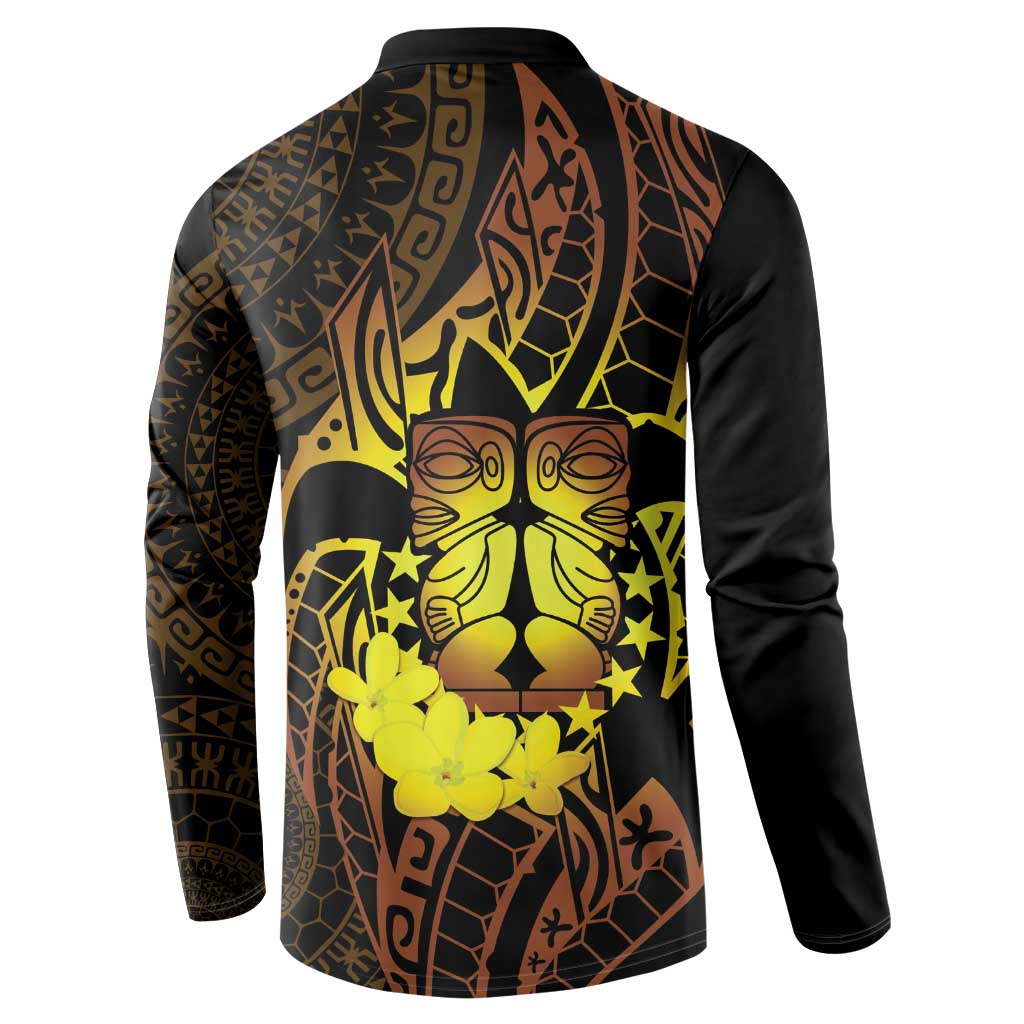 Kia Orana Kuki Airani Button Sweatshirt Cook Islands Tangaroa God Tatau Gold