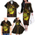 Kia Orana Kuki Airani Family Matching Off The Shoulder Long Sleeve Dress and Hawaiian Shirt Cook Islands Tangaroa God Tatau Gold