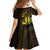 Kia Orana Kuki Airani Family Matching Off Shoulder Maxi Dress and Hawaiian Shirt Cook Islands Tangaroa God Tatau Gold