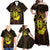 Kia Orana Kuki Airani Family Matching Off Shoulder Maxi Dress and Hawaiian Shirt Cook Islands Tangaroa God Tatau Gold