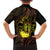 Kia Orana Kuki Airani Family Matching Off Shoulder Short Dress and Hawaiian Shirt Cook Islands Tangaroa God Tatau Gold