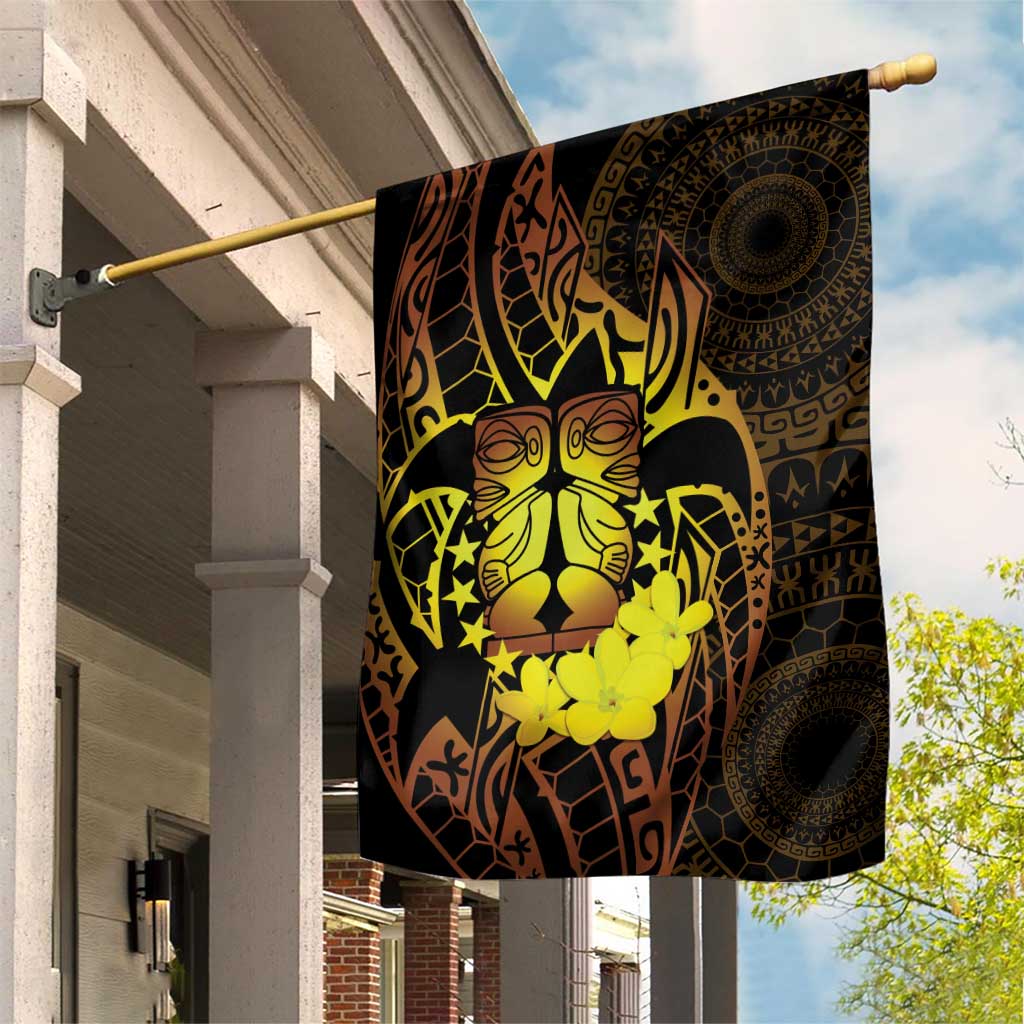 Kia Orana Kuki Airani Garden Flag Cook Islands Tangaroa God Tatau Gold