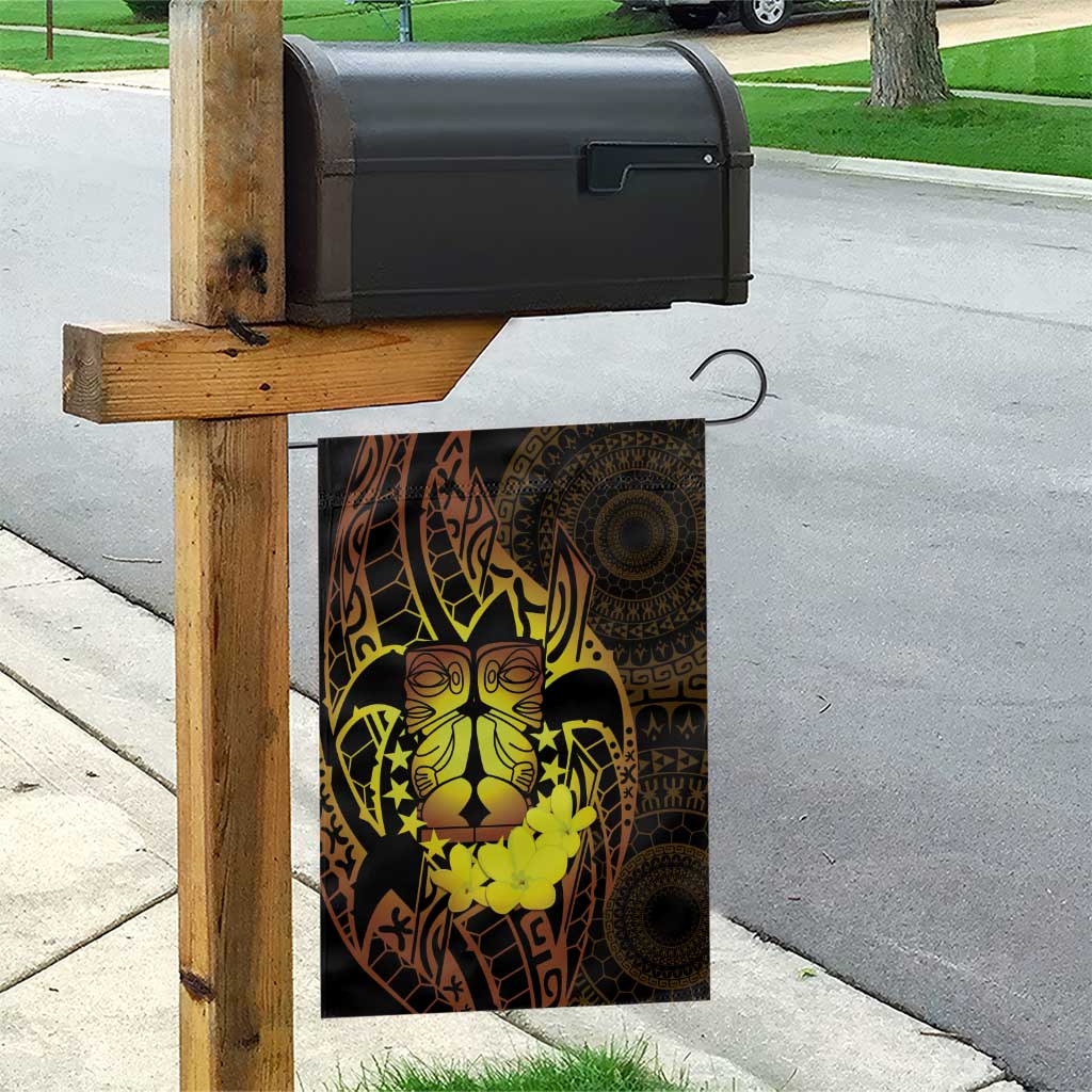 Kia Orana Kuki Airani Garden Flag Cook Islands Tangaroa God Tatau Gold