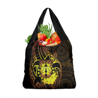Kia Orana Kuki Airani Grocery Bag Cook Islands Tangaroa God Tatau Gold