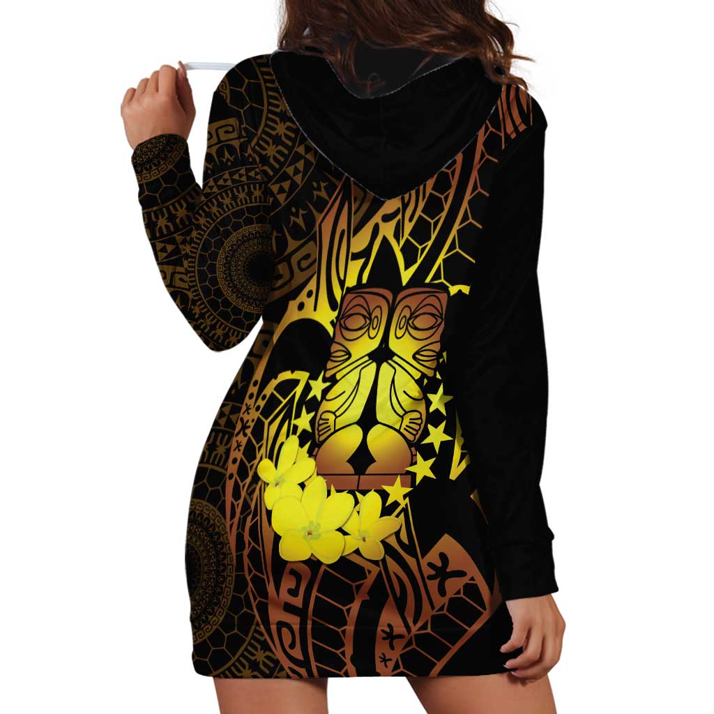 Kia Orana Kuki Airani Hoodie Dress Cook Islands Tangaroa God Tatau Gold