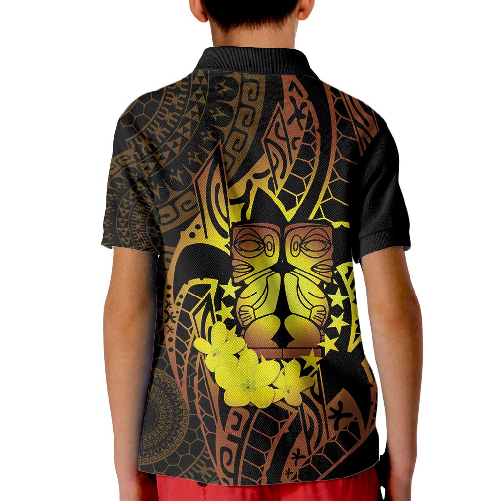 Kia Orana Kuki Airani Kid Polo Shirt Cook Islands Tangaroa God Tatau Gold