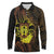 Kia Orana Kuki Airani Long Sleeve Polo Shirt Cook Islands Tangaroa God Tatau Gold