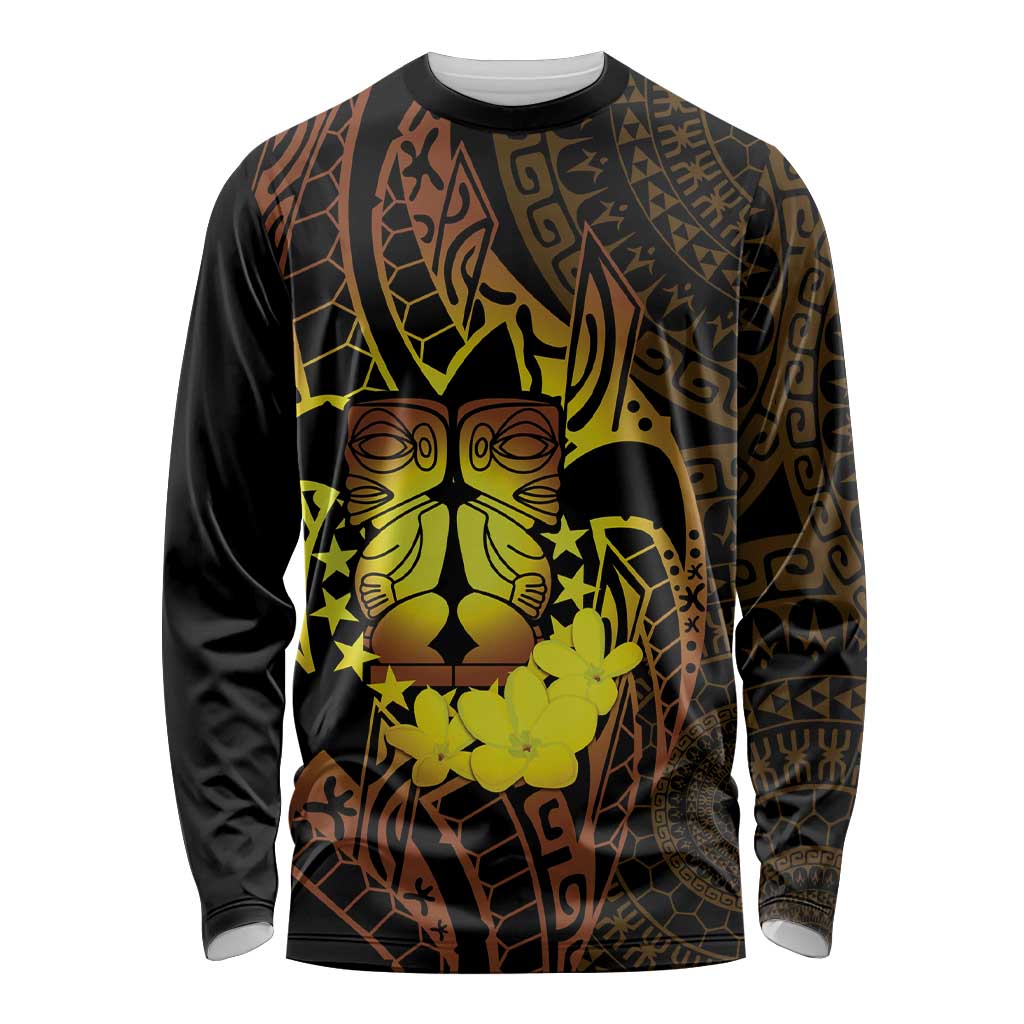 Kia Orana Kuki Airani Long Sleeve Shirt Cook Islands Tangaroa God Tatau Gold