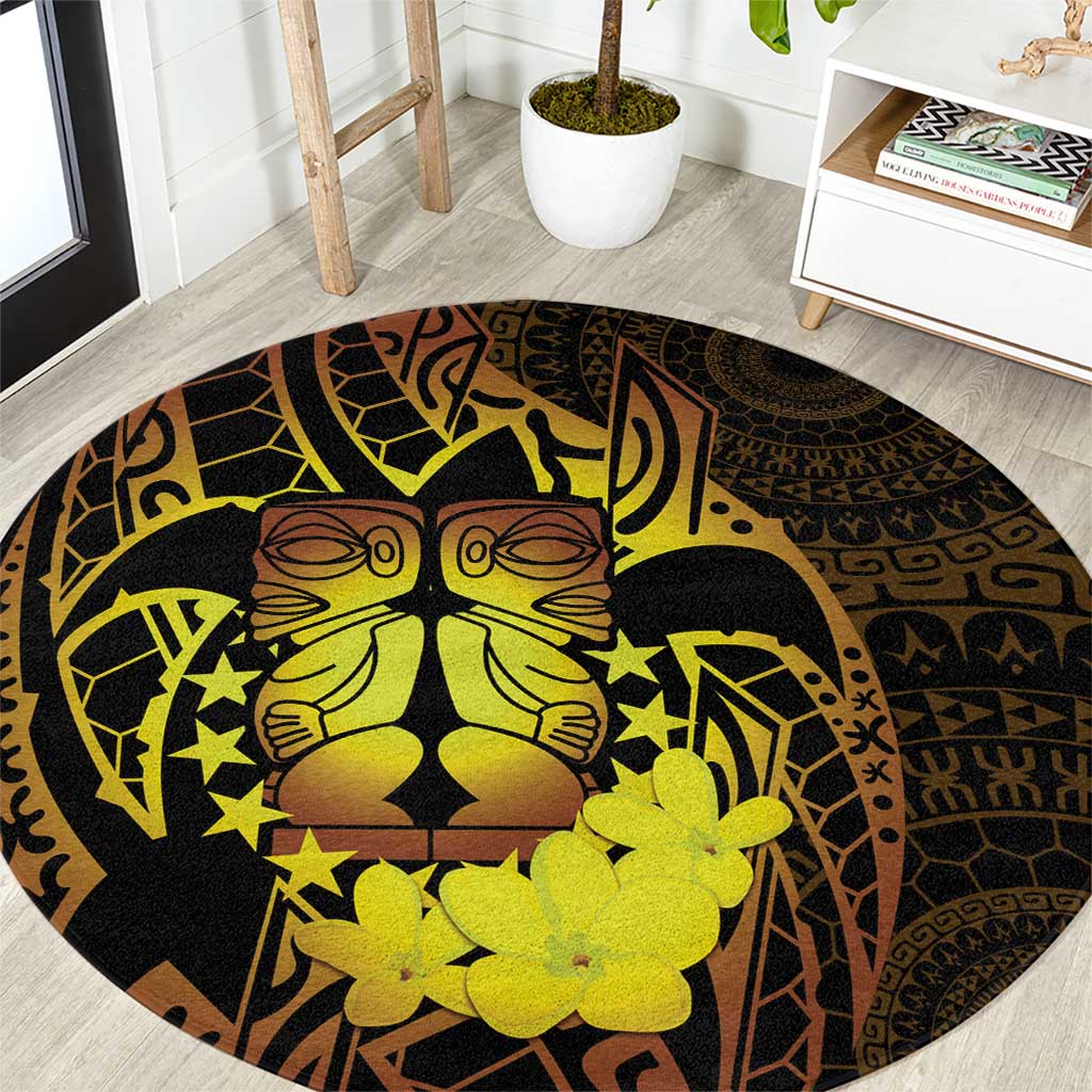 Kia Orana Kuki Airani Round Carpet Cook Islands Tangaroa God Tatau Gold