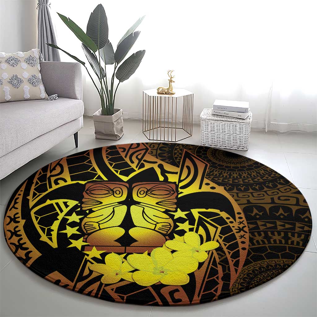 Kia Orana Kuki Airani Round Carpet Cook Islands Tangaroa God Tatau Gold