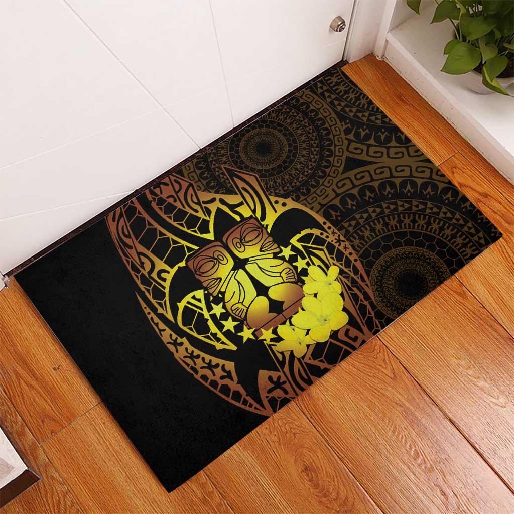 Kia Orana Kuki Airani Rubber Doormat Cook Islands Tangaroa God Tatau Gold