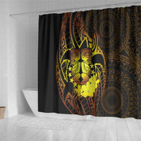 Kia Orana Kuki Airani Shower Curtain Cook Islands Tangaroa God Tatau Gold