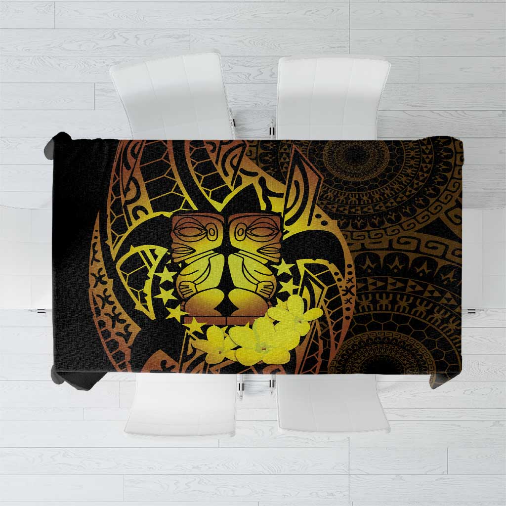 Kia Orana Kuki Airani Tablecloth Cook Islands Tangaroa God Tatau Gold