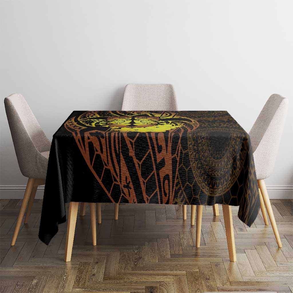 Kia Orana Kuki Airani Tablecloth Cook Islands Tangaroa God Tatau Gold