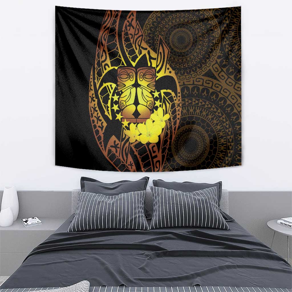 Kia Orana Kuki Airani Tapestry Cook Islands Tangaroa God Tatau Gold