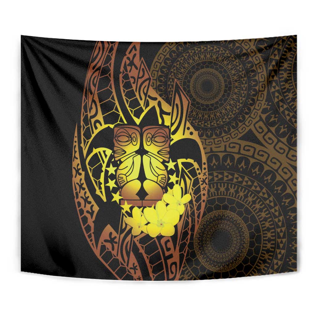Kia Orana Kuki Airani Tapestry Cook Islands Tangaroa God Tatau Gold