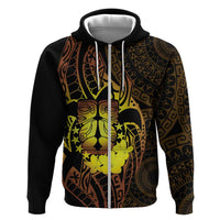 Kia Orana Kuki Airani Zip Hoodie Cook Islands Tangaroa God Tatau Gold