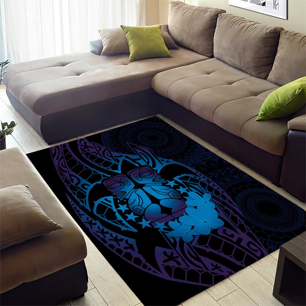 Kia Orana Kuki Airani Area Rug Cook Islands Tangaroa God Tatau Purple