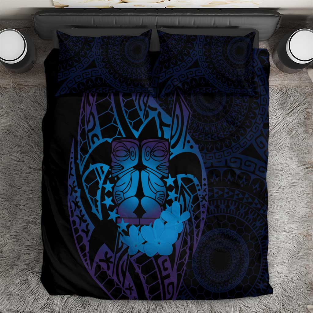 Kia Orana Kuki Airani Bedding Set Cook Islands Tangaroa God Tatau Purple