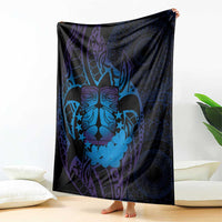 Kia Orana Kuki Airani Blanket Cook Islands Tangaroa God Tatau Purple