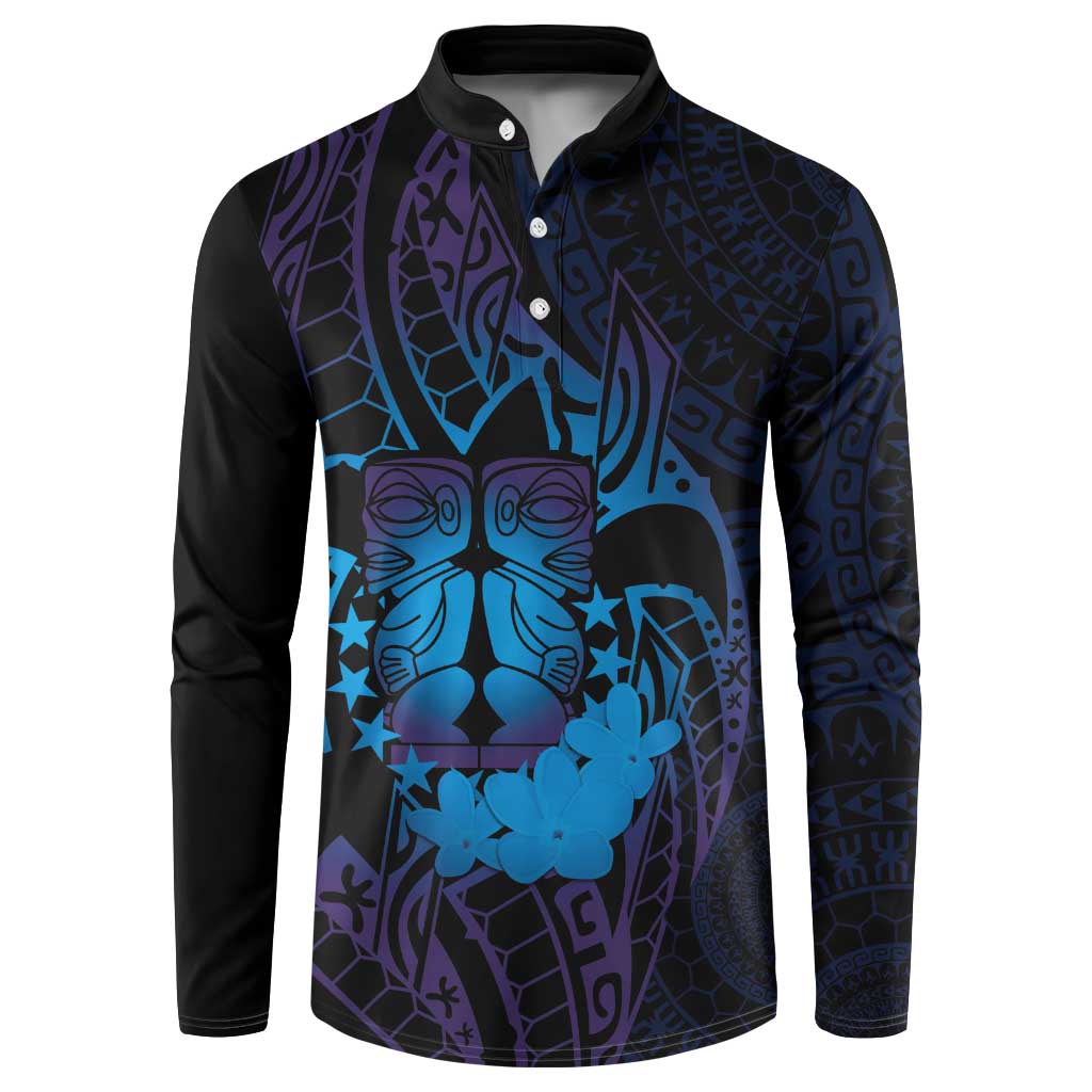 Kia Orana Kuki Airani Button Sweatshirt Cook Islands Tangaroa God Tatau Purple