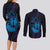 Kia Orana Kuki Airani Couples Matching Long Sleeve Bodycon Dress and Long Sleeve Button Shirt Cook Islands Tangaroa God Tatau Purple