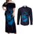 Kia Orana Kuki Airani Couples Matching Off Shoulder Maxi Dress and Long Sleeve Button Shirt Cook Islands Tangaroa God Tatau Purple