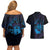 Kia Orana Kuki Airani Couples Matching Off Shoulder Short Dress and Hawaiian Shirt Cook Islands Tangaroa God Tatau Purple