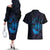 Kia Orana Kuki Airani Couples Matching Off The Shoulder Long Sleeve Dress and Hawaiian Shirt Cook Islands Tangaroa God Tatau Purple