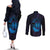 Kia Orana Kuki Airani Couples Matching Off The Shoulder Long Sleeve Dress and Long Sleeve Button Shirt Cook Islands Tangaroa God Tatau Purple