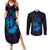 Kia Orana Kuki Airani Couples Matching Summer Maxi Dress and Long Sleeve Button Shirt Cook Islands Tangaroa God Tatau Purple