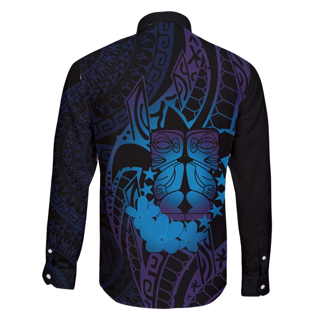 Kia Orana Kuki Airani Family Matching Off Shoulder Short Dress and Hawaiian Shirt Cook Islands Tangaroa God Tatau Purple