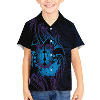Kia Orana Kuki Airani Kid Hawaiian Shirt Cook Islands Tangaroa God Tatau Purple