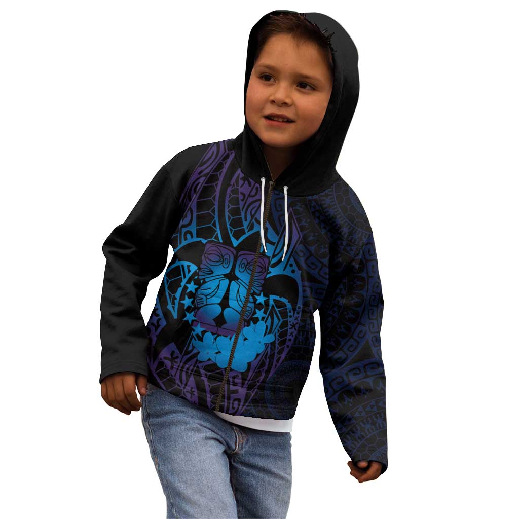 Kia Orana Kuki Airani Kid Hoodie Cook Islands Tangaroa God Tatau Purple