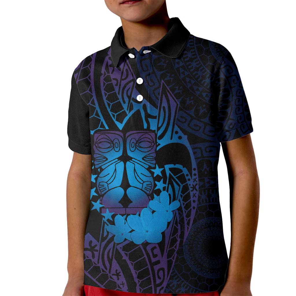 Kia Orana Kuki Airani Kid Polo Shirt Cook Islands Tangaroa God Tatau Purple