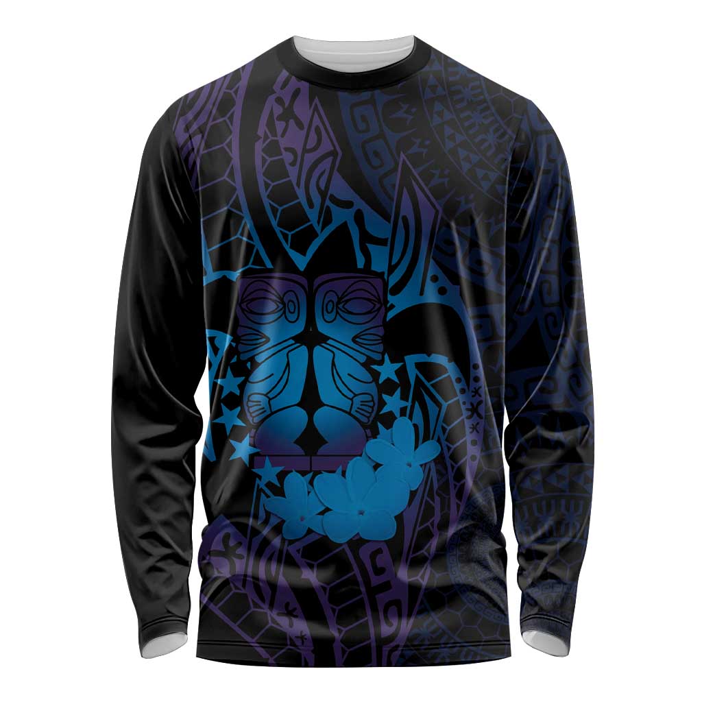 Kia Orana Kuki Airani Long Sleeve Shirt Cook Islands Tangaroa God Tatau Purple