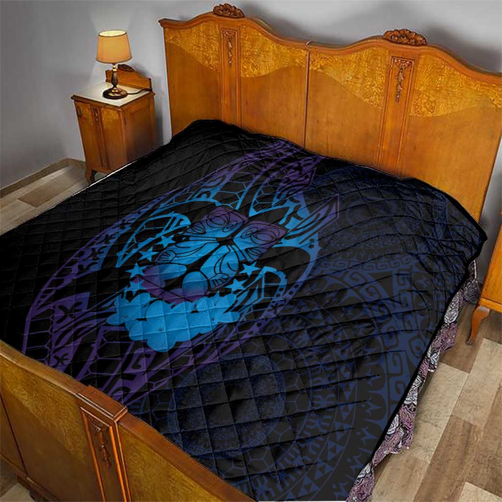 Kia Orana Kuki Airani Quilt Cook Islands Tangaroa God Tatau Purple