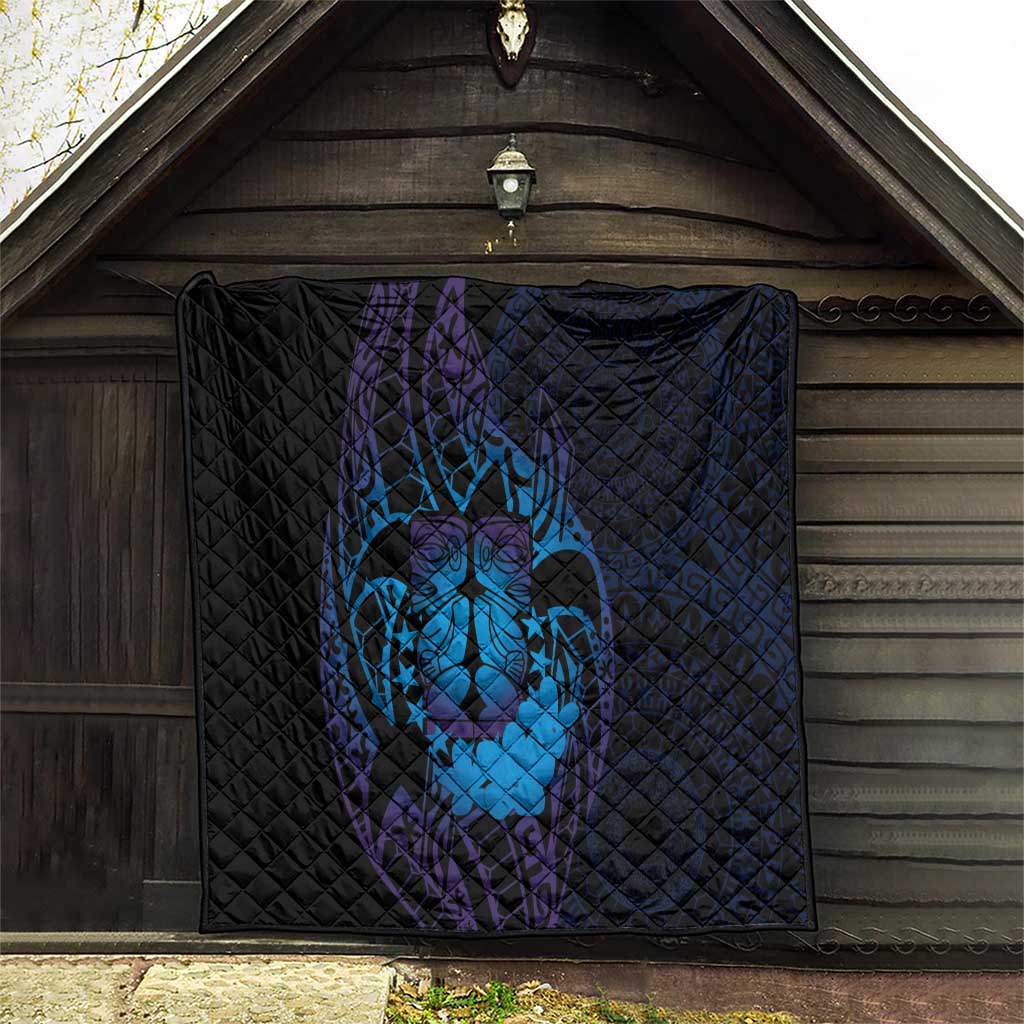 Kia Orana Kuki Airani Quilt Cook Islands Tangaroa God Tatau Purple