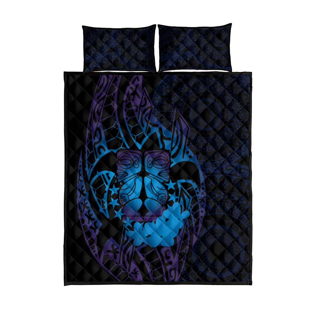 Kia Orana Kuki Airani Quilt Bed Set Cook Islands Tangaroa God Tatau Purple