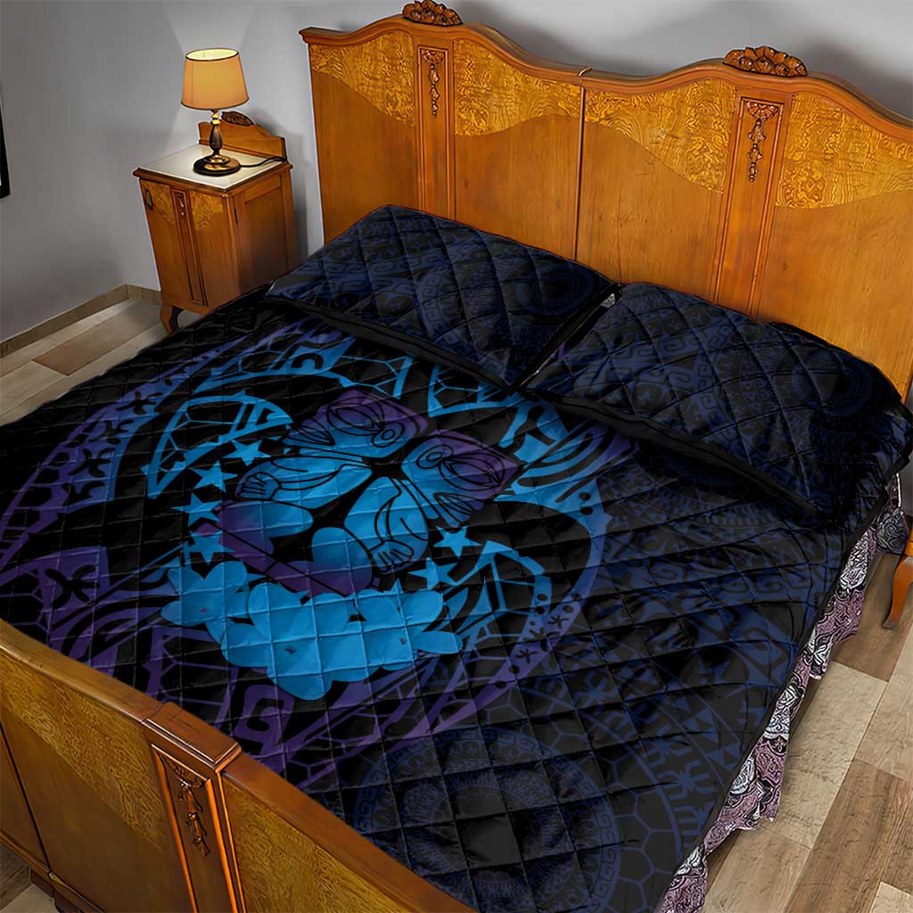 Kia Orana Kuki Airani Quilt Bed Set Cook Islands Tangaroa God Tatau Purple