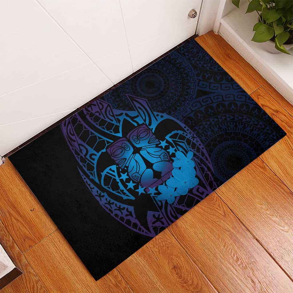 Kia Orana Kuki Airani Rubber Doormat Cook Islands Tangaroa God Tatau Purple