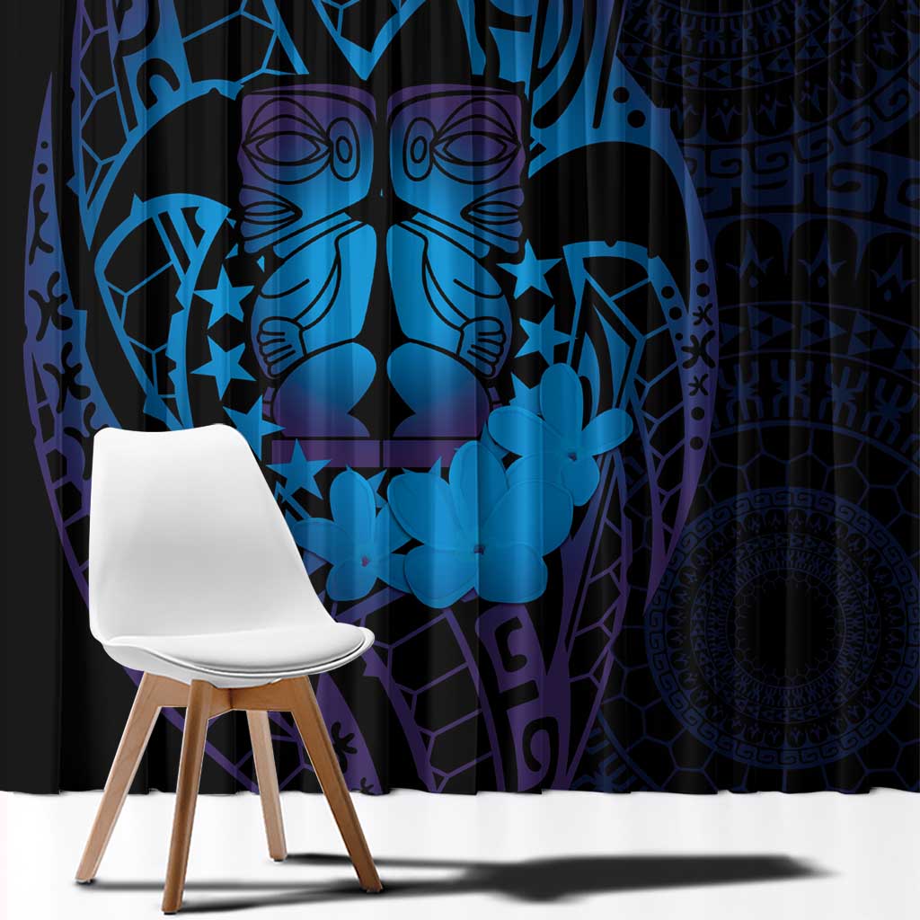 Kia Orana Kuki Airani Window Curtain Cook Islands Tangaroa God Tatau Purple