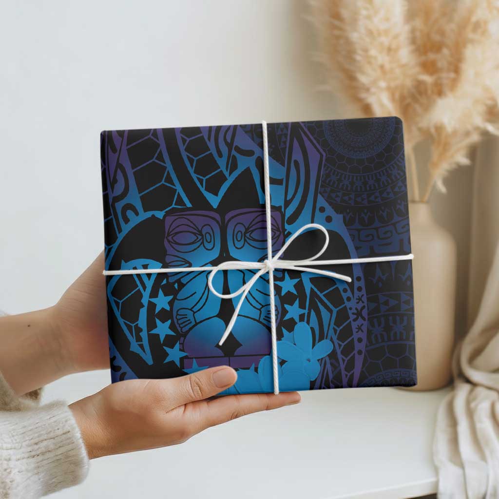 Kia Orana Kuki Airani Wrapping Paper Cook Islands Tangaroa God Tatau Purple - Polynesian Pride