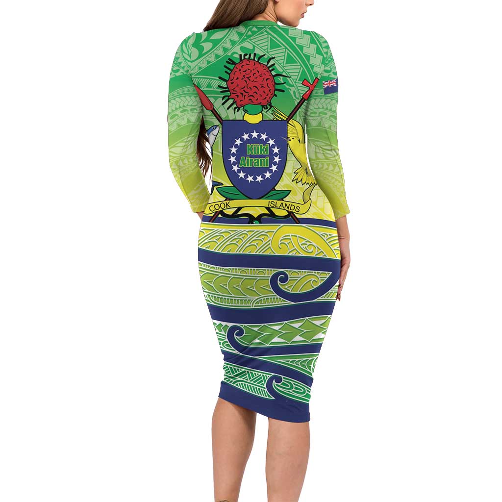 Te Maeva Nui Cook Islands Family Matching Long Sleeve Bodycon Dress and Hawaiian Shirt 60th Independence Anniversary Proud