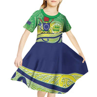 Te Maeva Nui Cook Islands Kid Short Sleeve Dress 60th Independence Anniversary Proud
