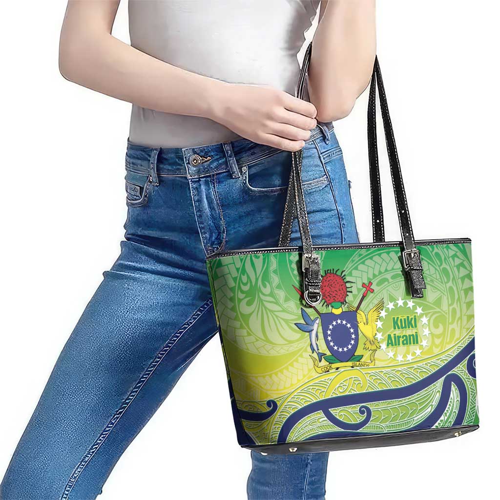 Te Maeva Nui Cook Islands Leather Tote Bag 60th Independence Anniversary Proud