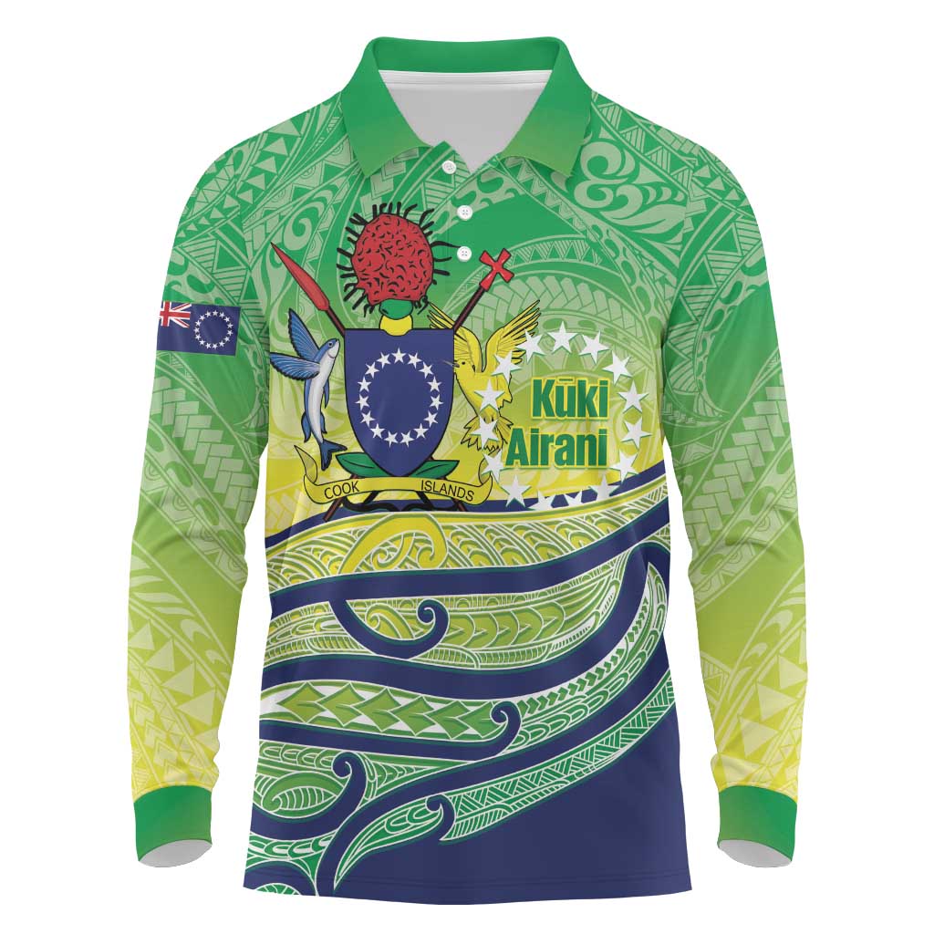 Te Maeva Nui Cook Islands Long Sleeve Polo Shirt 60th Independence Anniversary Proud