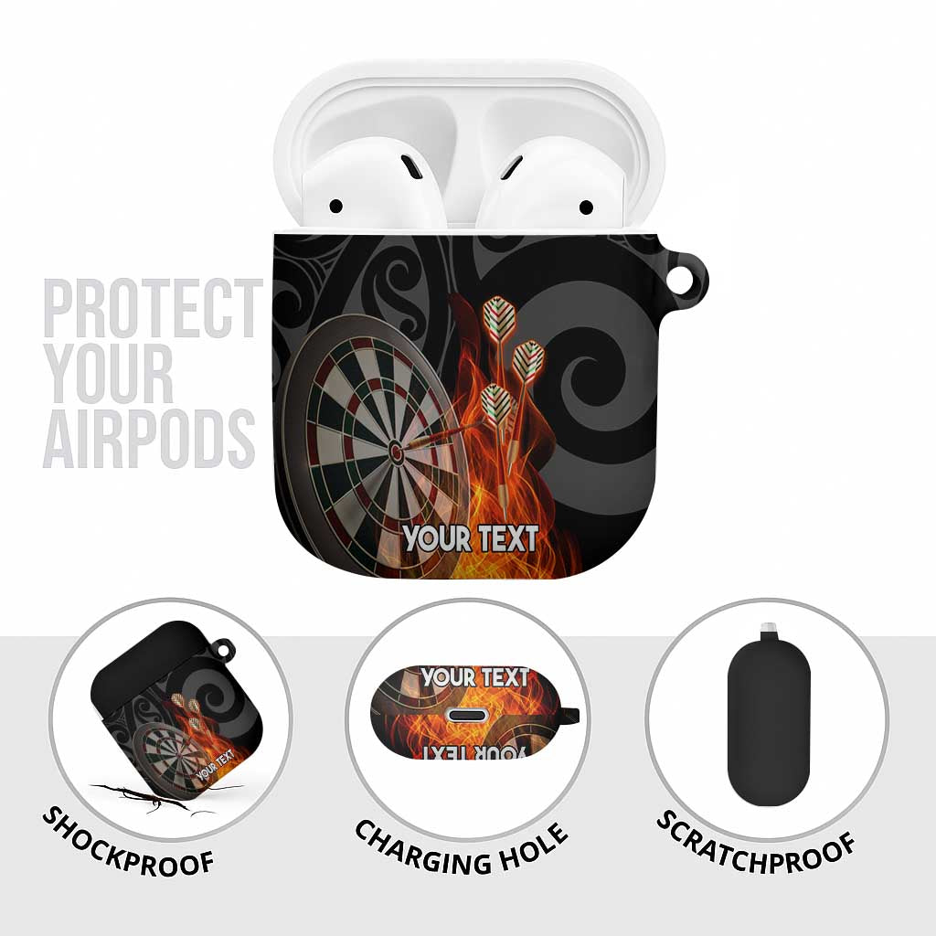 Personalised Aotearoa Darts AirPods Case Maori Koru Flaming Dartboard - Polynesian Pride