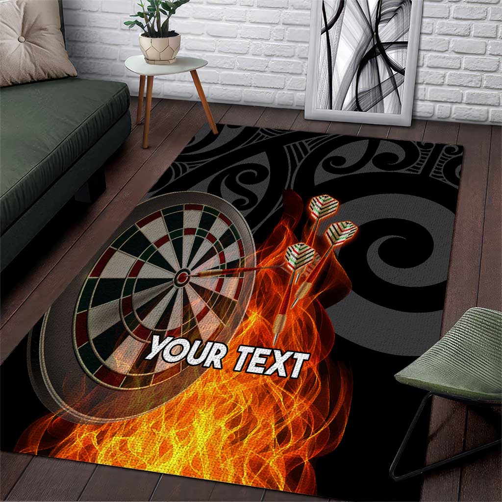 Personalised Aotearoa Darts Area Rug Maori Koru Flaming Dartboard